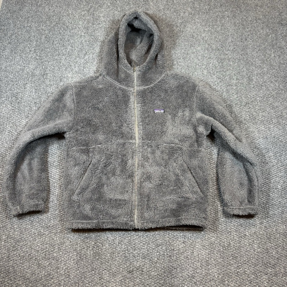 Patagonia Los Gatos Fleece Jacket Youth XL 14 Gray Hooded Full Zip STY65485